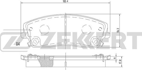 Zekkert BS-2107 - Kit pastiglie freno, Freno a disco autozon.pro