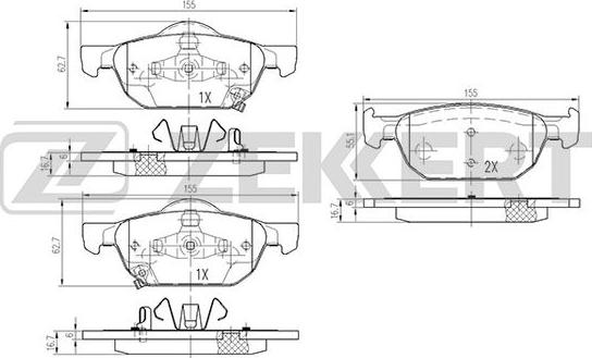 Zekkert BS-2172 - Kit pastiglie freno, Freno a disco autozon.pro