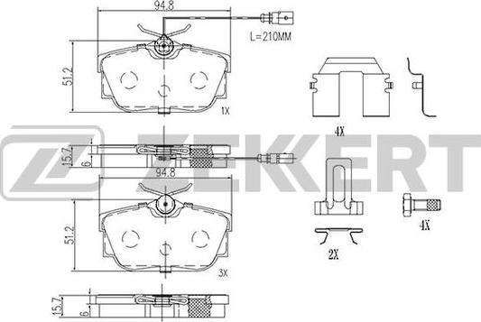 Zekkert BS-2895 - Kit pastiglie freno, Freno a disco autozon.pro