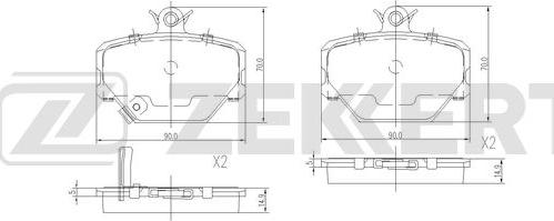 Zekkert BS-2897 - Kit pastiglie freno, Freno a disco autozon.pro