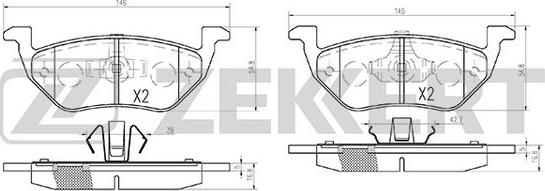 Zekkert BS-2848 - Kit pastiglie freno, Freno a disco autozon.pro