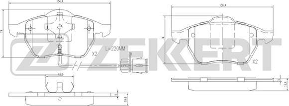 Zekkert BS-2847 - Kit pastiglie freno, Freno a disco autozon.pro