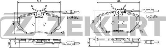 Zekkert BS-2859 - Kit pastiglie freno, Freno a disco autozon.pro