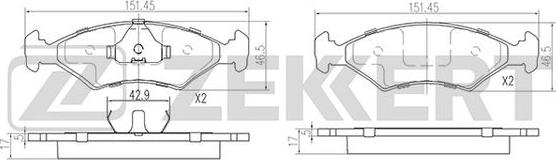 Zekkert BS-2853 - Kit pastiglie freno, Freno a disco autozon.pro