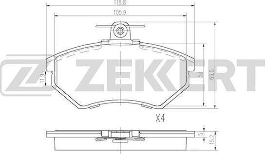 Zekkert BS-2862 - Kit pastiglie freno, Freno a disco autozon.pro