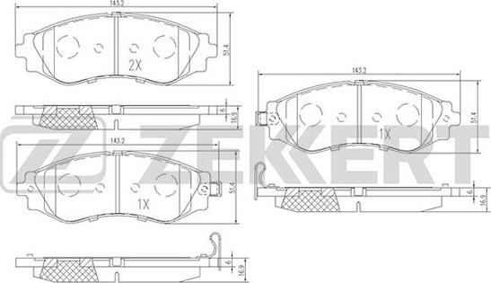 Zekkert BS-2810 - Kit pastiglie freno, Freno a disco autozon.pro