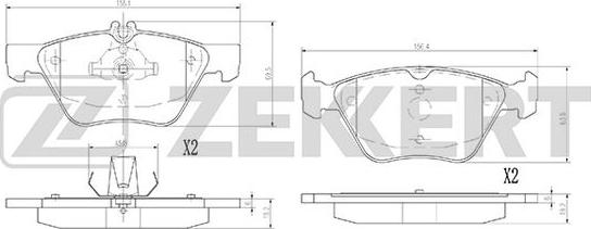 Zekkert BS-2881 - Kit pastiglie freno, Freno a disco autozon.pro