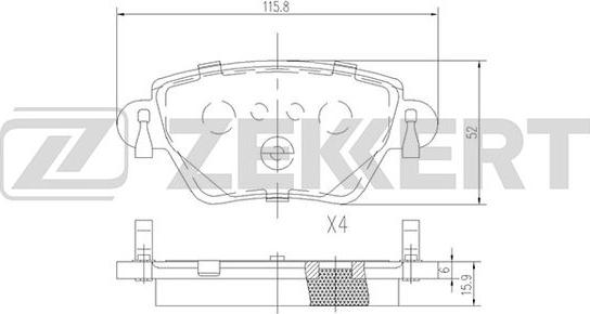 Zekkert BS-2838 - Kit pastiglie freno, Freno a disco autozon.pro