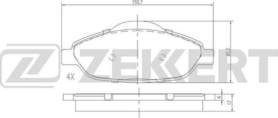 Zekkert BS-2825 - Kit pastiglie freno, Freno a disco autozon.pro