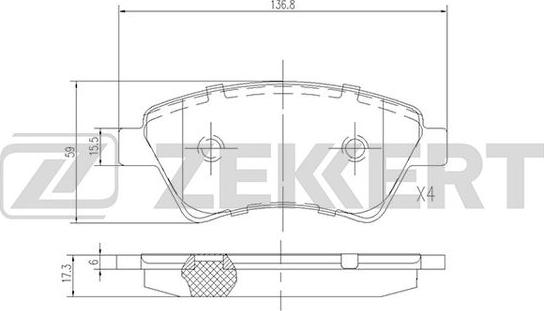 Zekkert BS-2826 - Kit pastiglie freno, Freno a disco autozon.pro