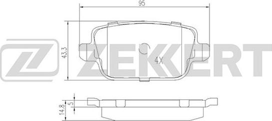 Zekkert BS-2821 - Kit pastiglie freno, Freno a disco autozon.pro