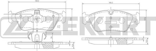 Zekkert BS-2828 - Kit pastiglie freno, Freno a disco autozon.pro