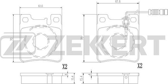 Zekkert BS-2873 - Kit pastiglie freno, Freno a disco autozon.pro