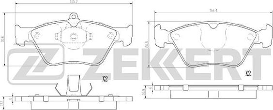 Zekkert BS-2877 - Kit pastiglie freno, Freno a disco autozon.pro