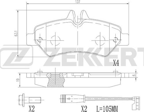 Zekkert BS-2791 - Kit pastiglie freno, Freno a disco autozon.pro