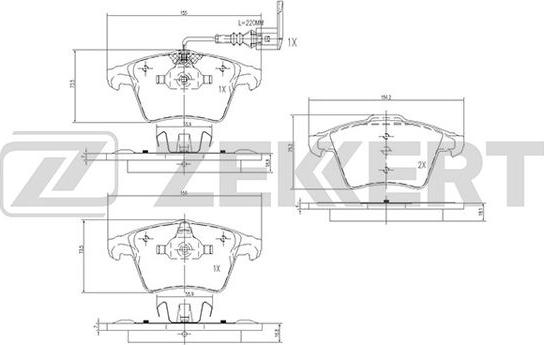 Zekkert BS-2797 - Kit pastiglie freno, Freno a disco autozon.pro