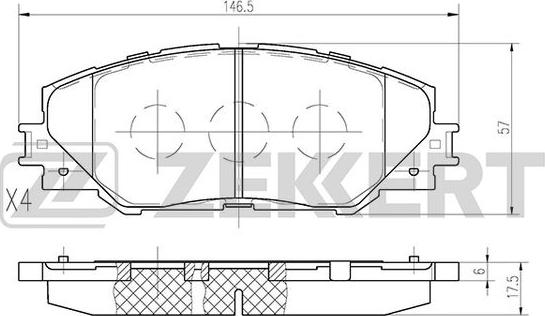 Zekkert BS-2716 - Kit pastiglie freno, Freno a disco autozon.pro