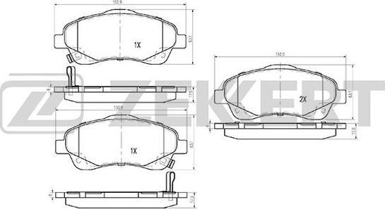 Zekkert BS-2711 - Kit pastiglie freno, Freno a disco autozon.pro