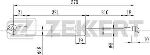 Zekkert GF-1492 - Ammortizatore pneumatico, Cofano bagagli / vano carico autozon.pro