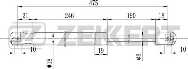 Zekkert GF-1430 - Ammortizatore pneumatico, Cofano bagagli / vano carico autozon.pro