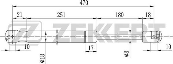 Zekkert GF-1432 - Ammortizatore pneumatico, Cofano bagagli / vano carico autozon.pro