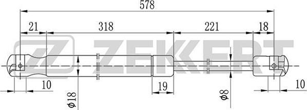 Zekkert GF-1098 - Ammortizatore pneumatico, Cofano bagagli / vano carico autozon.pro