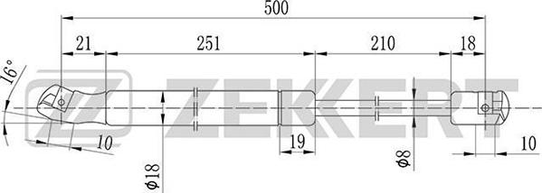 Zekkert GF-1029 - Ammortizatore pneumatico, Cofano bagagli / vano carico autozon.pro