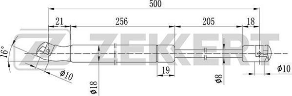 Zekkert GF-1074 - Ammortizatore pneumatico, Cofano bagagli / vano carico autozon.pro