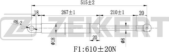 Zekkert GF-1167 - Ammortizatore pneumatico, Cofano bagagli / vano carico autozon.pro