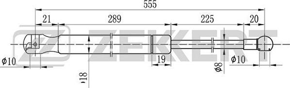 Zekkert GF-1109 - Ammortizatore pneumatico, Cofano bagagli / vano carico autozon.pro