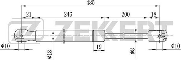 Zekkert GF-1101 - Ammortizatore pneumatico, Cofano bagagli / vano carico autozon.pro