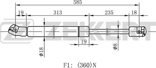 Zekkert GF-1177 - Ammortizatore pneumatico, Cofano bagagli / vano carico autozon.pro