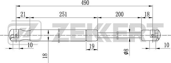 Zekkert GF-1834 - Ammortizatore pneumatico, Cofano bagagli / vano carico autozon.pro