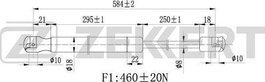 Zekkert GF-1831 - Ammortizatore pneumatico, Cofano bagagli / vano carico autozon.pro