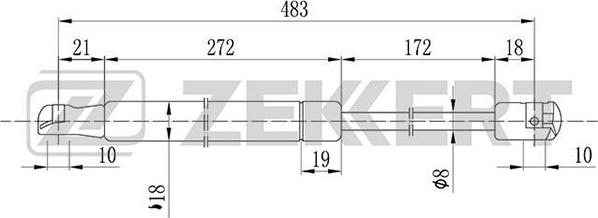 Zekkert GF-1792 - Ammortizatore pneumatico, Cofano bagagli / vano carico autozon.pro