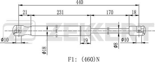 Zekkert GF-1756 - Ammortizatore pneumatico, Cofano bagagli / vano carico autozon.pro