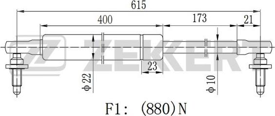 Zekkert GF-1700 - Ammortizatore pneumatico, Cofano bagagli / vano carico autozon.pro