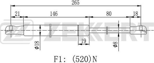 Zekkert GF-1780 - Ammortizatore pneumatico, Cofano bagagli / vano carico autozon.pro