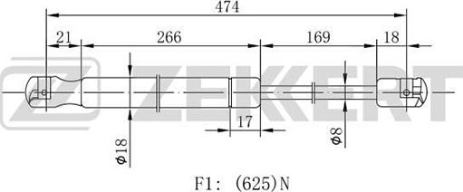 Zekkert GF-1782 - Ammortizatore pneumatico, Cofano bagagli / vano carico autozon.pro