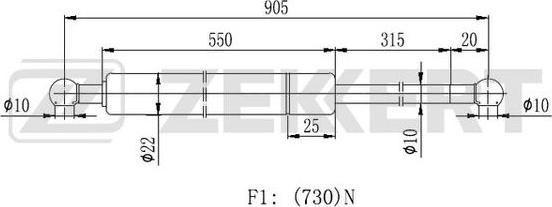 Zekkert GF-1739 - Ammortizatore pneumatico, Cofano bagagli / vano carico autozon.pro