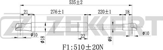 Zekkert GF-1722 - Ammortizatore pneumatico, Cofano bagagli / vano carico autozon.pro