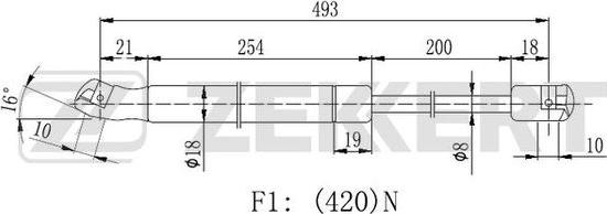 Zekkert GF-2414 - Ammortizatore pneumatico, Cofano bagagli / vano carico autozon.pro