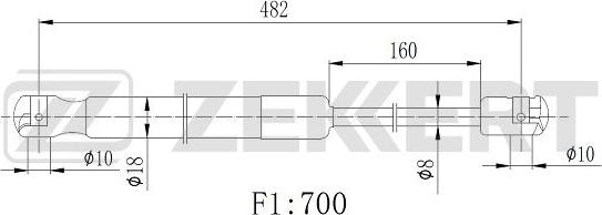 Zekkert GF-2509 - Ammortizatore pneumatico, Cofano bagagli / vano carico autozon.pro