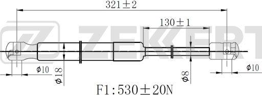 Zekkert GF-2504 - Ammortizatore pneumatico, Cofano bagagli / vano carico autozon.pro