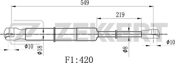 Zekkert GF-2501 - Ammortizatore pneumatico, Cofano bagagli / vano carico autozon.pro