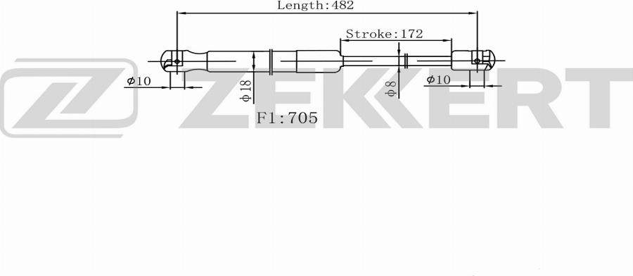 Zekkert GF-2582 - Ammortizatore pneumatico, Cofano bagagli / vano carico autozon.pro