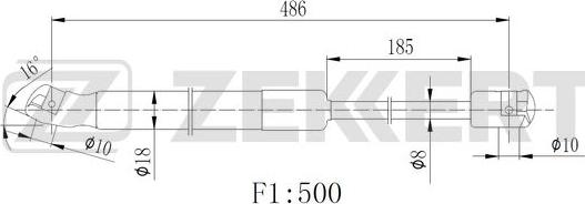 Zekkert GF-2523 - Ammortizatore pneumatico, Cofano bagagli / vano carico autozon.pro