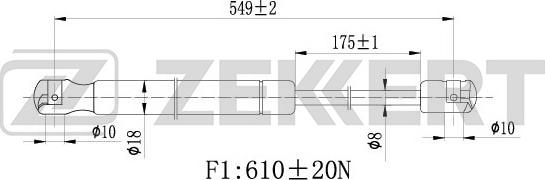 Zekkert GF-2096 - Ammortizatore pneumatico, Cofano bagagli / vano carico autozon.pro