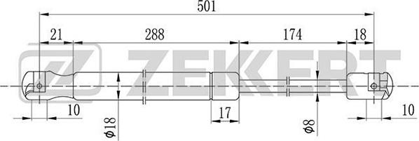 Zekkert GF-2076 - Ammortizatore pneumatico, Cofano bagagli / vano carico autozon.pro