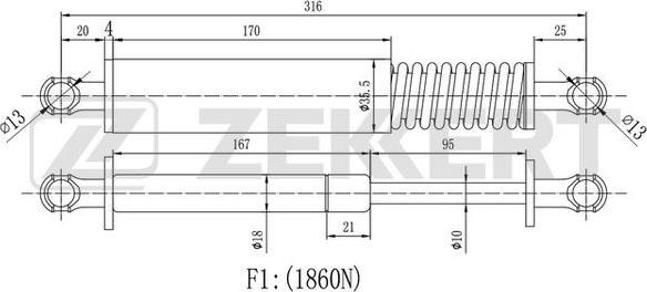 Zekkert GF-2140 - Ammortizatore pneumatico, Cofano bagagli / vano carico autozon.pro